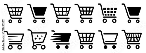 shopping cart icon set vector