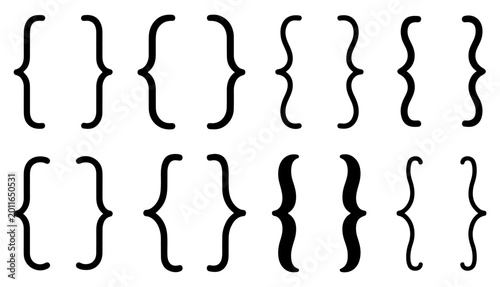 Photos text bracket typography icon set