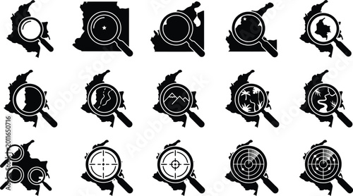 Verschiedene Silhouetten und Umrisse der Landkarte der Türkei in Schwarz und Weiß.