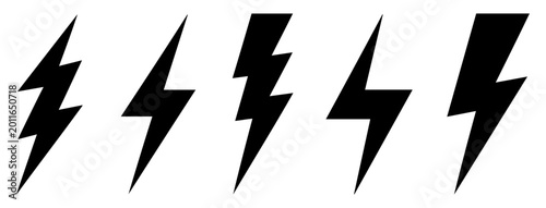 lightning bolt icon set thunder flash symbol