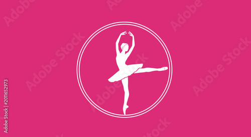 Bild auf Leinwand Elegant ballerina silhouette in a dance pose against a vibrant pink background