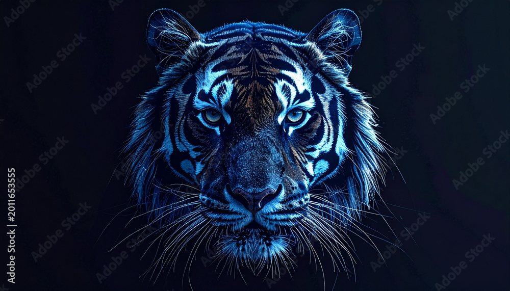 Obraz premium Tiger head illuminated art