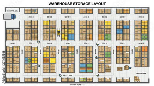 Warehouse Storage Layout Plan Schematic Diagram.