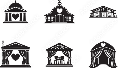 Konstfotografi Wedding hall icon set, marriage venue symbol vector isolated on white background for events design