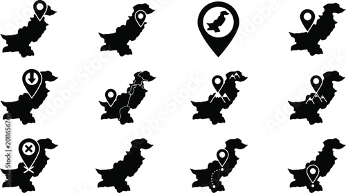Verschiedene Silhouetten und Umrisse der Landkarte der Türkei in Schwarz und Weiß.