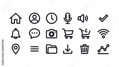 Schilderij op canvas Professional set of icons for web design and internet applications featuring vec