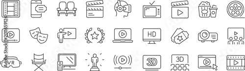 Tableau sur toile Cinema set of web icons in line style