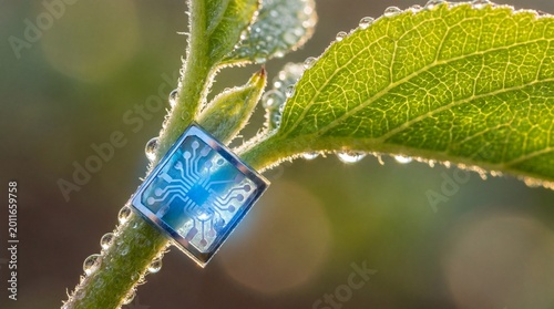 Macro Photography of Micro Sensor on Plant Sprout