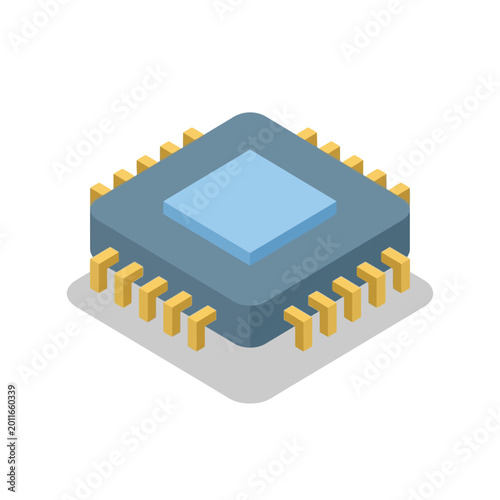 3D Isometric Microchip Icon