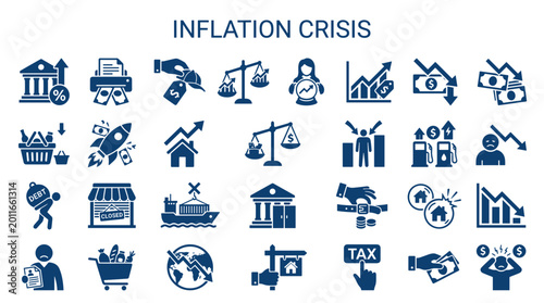 Foto Inflation Crisis Economic Downturn Icons Representing Financial Challenges and M