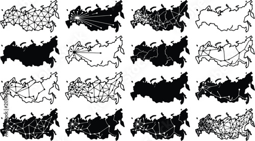 Verschiedene Silhouetten und Umrisse der Landkarte der Türkei in Schwarz und Weiß.