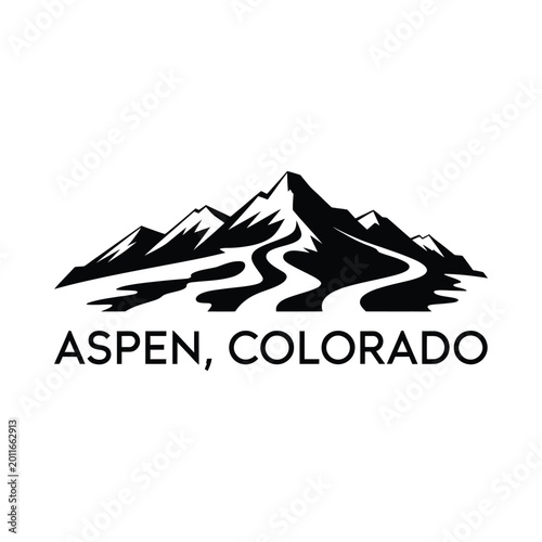 Photos mountain range silhouette with aspen colorado text