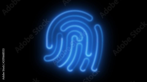 Blue Neon Fingerprint Scanning Animation for Biometric Security and Digital Identity