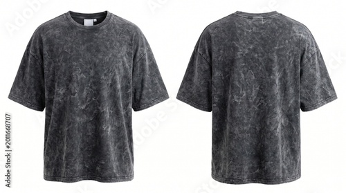 Black Acid Wash Oversized T-Shirt Mockup - Front and Back View