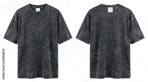 Black Acid Wash Oversized T-Shirt Mockup Front and Back View