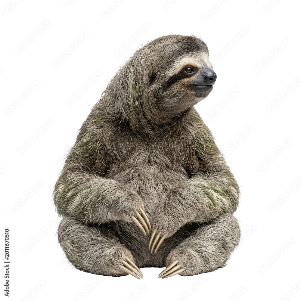 Fototapeta premium Adorable Two-Toed Sloth Portrait - PNG Cutout, Isolate on Transparent Background - Wildlife Photography for Design and Creative Projects