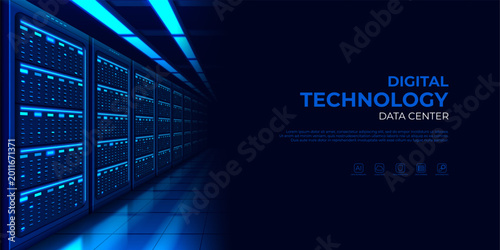 Fotografie Abstract Technology Data Center Banner