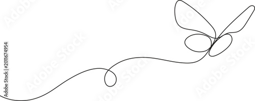 Minimalist Continuous Line Drawing of a Butterfly for Nature Beauty and Freedom Concept
