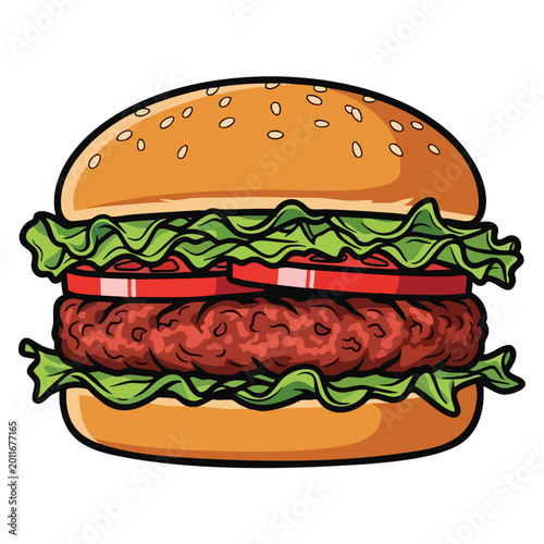 Delicious Burger with Lettuce and Tomato Slices.