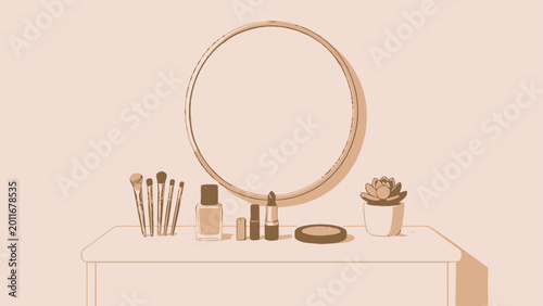 Bilde på lerret Cosmetic items on a dressing table