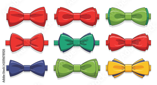 Bilde på lerret Collection of Colorful Bow Ties, Flat Design Vector Illustration