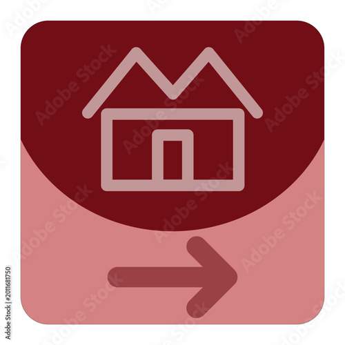 Pictogram with house and an arrow
