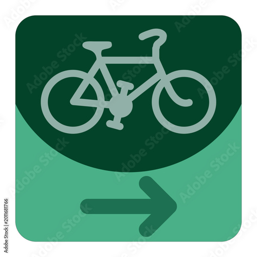 Pictogram with a bike and an arrow