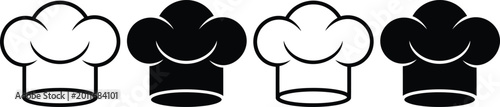 Foto Four chef hats depicted in alternating black and white colors for visual contras