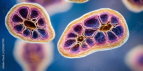 microscopic view of bacteria showing cell structure and organization