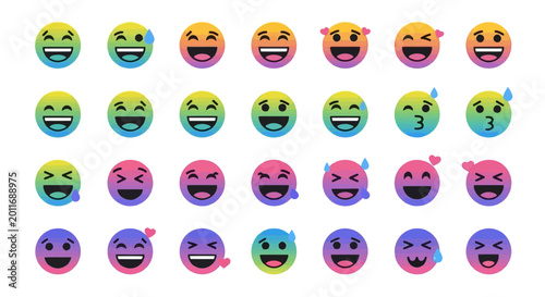 Canvas Print Multicolored emoticon faces with various expressions ai dashboard data visualiza