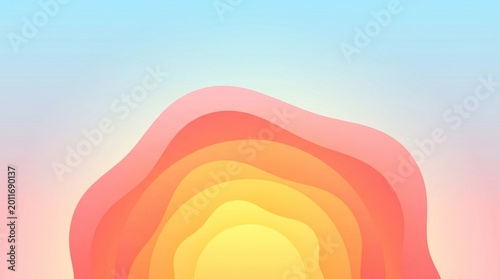 Vibrant radial gradient sunrise with warm color transition over clear sky