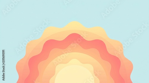 Soft radial gradient sunrise with warm pink and orange tones on clear sky background