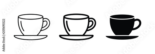 Fotografija Espresso Cup Icons, Coffee Mug Set, Beverage Drinkware Graphics, Black and White