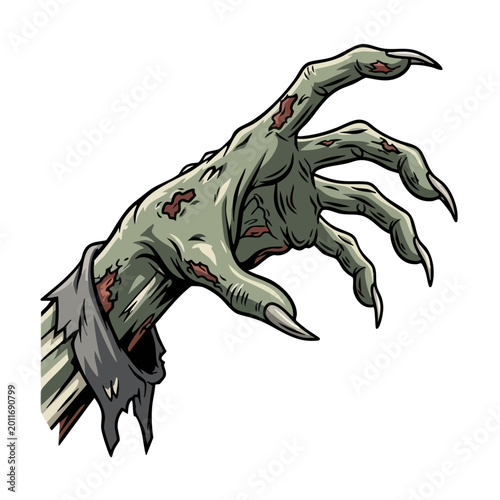 Foto Creepy Zombie Hand Reaching Out With Sharp Claws.