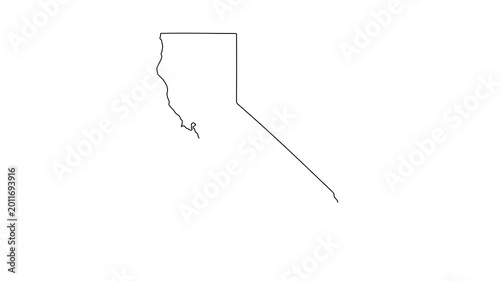 continuous one line art drawing of california map 4k motion graphic video on white background