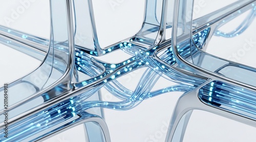 Glass tubes intersect in complex pattern.