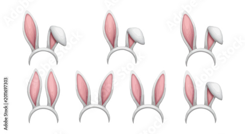 Schilderij op canvas Collection of Easter Bunny Ears Headbands - White and Pink Rabbit Ears