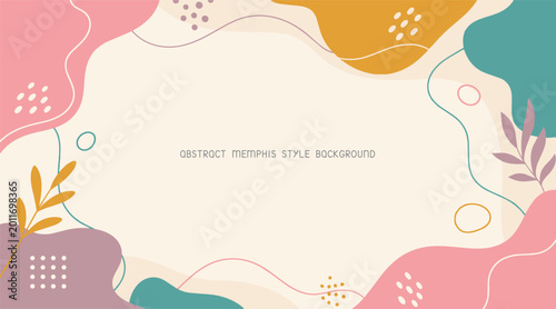 Abstract Memphis Style Background Colorful Organic Shapes Modern Flat Design Vector