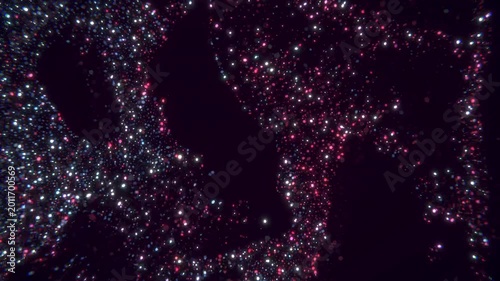 Bunte Glitzer punkte, die in der Luft tanzen und funkeln.