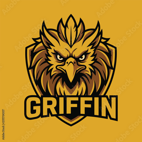 griffin mascot esports logo golden style