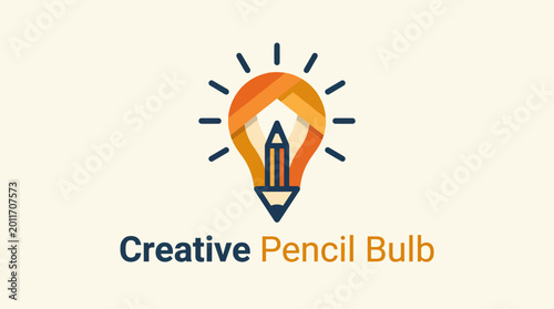 Tableau sur toile This logo features a pencil cleverly integrated into a light bulb, symbolizing creativity and innovative ideas in design and education for inspiring projects