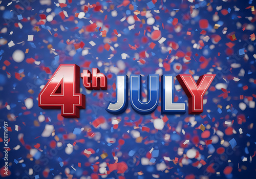 4th of july celebration text with confetti