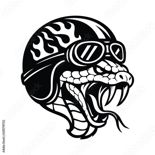 Cobra with Helmet nd Fangs Vector Art