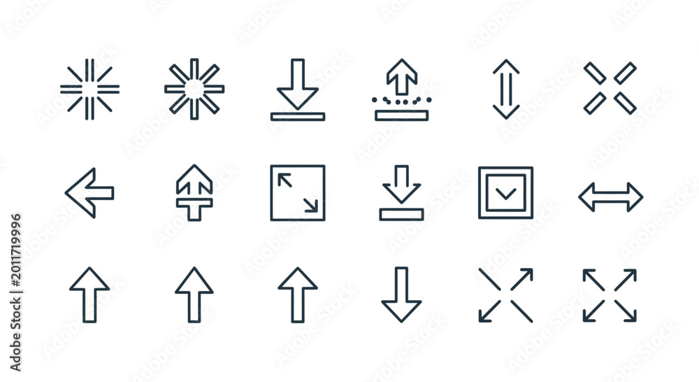Fototapeta premium Set of Line Icons Arrows and Symbols for Web and UI Design