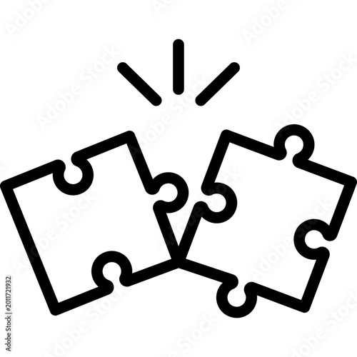 Konstfotografi Disconnected Puzzle thin line Icon, missing Piece, broken connection,