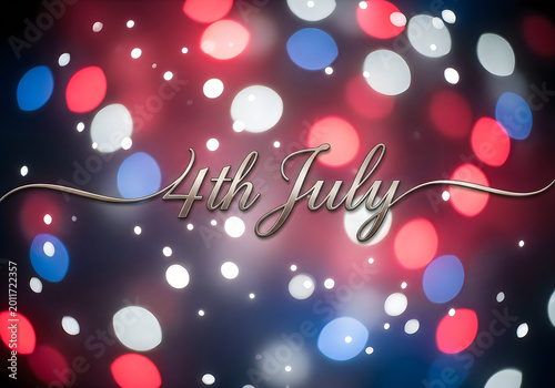 4th july celebration background with colorful bokeh lights