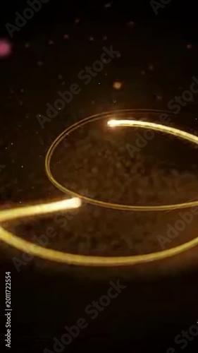 Golden light trails create elegant abstract patterns against dark background abstract light art attracts creative designers and digital artists abstract visuals enhance modern graphic design projects