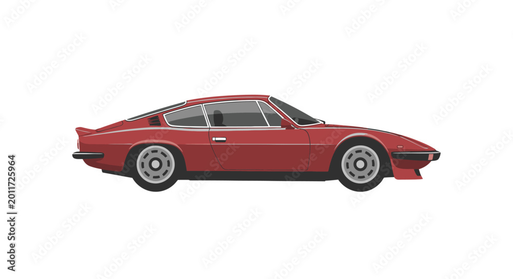 Fototapeta premium Red sports car side view.
