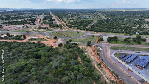 Bild auf Leinwand Aerial View of Gaborone Industrial Area with Sustainable Architecture Residentia