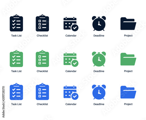 Task management icons set vector illustration template. Simple design outline hand draw